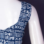 Indigo Blue Hand Block Print Cotton Blouse 10074440