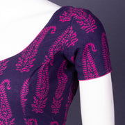 Purple Kutchi Hand Block Printed Cotton Blouse 10074473