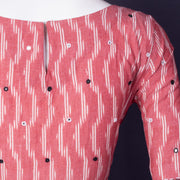Pink Pochampally Ikat Mirror Work Cotton Blouse 10074523