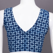Blue Floral Motif Indigo Hand Block Print Cotton Blouse 10074568