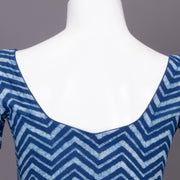 Blue Zigzag Design Indigo Hand Block Print Cotton Blouse 10074571