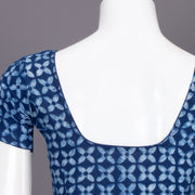 Blue Floral Motif Indigo Hand Block Print Cotton Blouse 10074573