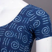 Blue Tribal Motif Indigo Hand Block Print Cotton Blouse 10074575