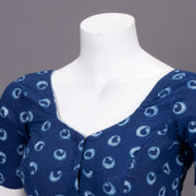 Blue Tribal Motif Indigo Hand Block Print Cotton Blouse 10074577