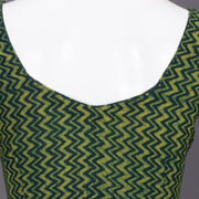 Green Zigzag Design Indigo Hand Block Print Cotton Blouse 10074586