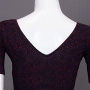 Maroon Floral Motif Indigo Hand Block Print Cotton Blouse 10074596