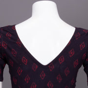 Maroon Floral Motif Indigo Hand Block Print Cotton Blouse 10074599