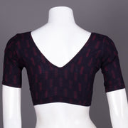 Maroon Floral Motif Indigo Hand Block Print Cotton Blouse 10074600