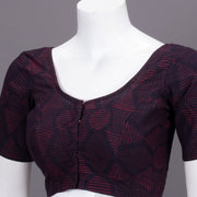 Maroon Geometric Motif Indigo Hand Block Print Cotton Blouse 10074601