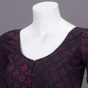 Maroon Floral Motif Indigo Hand Block Print Cotton Blouse 10074602