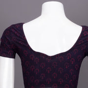 Maroon Floral Motif Indigo Hand Block Print Cotton Blouse 10074603