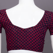 Maroon Geometric Motif Indigo Hand Block Print Cotton Blouse 10074604