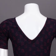 Maroon Floral Motif Indigo Hand Block Print Cotton Blouse 10074605