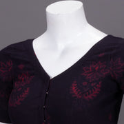 Maroon Floral Motif Indigo Hand Block Print Cotton Blouse 10074606