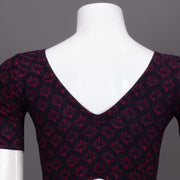 Maroon Floral Motif Indigo Hand Block Print Cotton Blouse 10074607