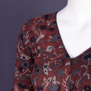 Brown Hand Block Jahota Printed Cotton Blouse 10075016