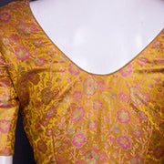 Yellow Banarasi Silk Blouse with Floral Motif 10076208