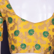 Yellow Banarasi Organza Blouse with Floral Motif 10076215