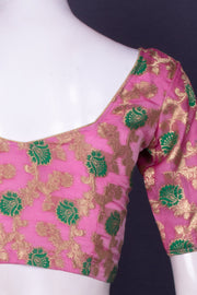 Pink Banarasi Organza Blouse with Floral Motif 10076216