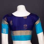 Midnight Bloom Blue Kanjivaram Soft Silk Blouse With Paisley Motifs 10076630