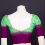 Mint Whisper Green Kanjivaram Soft Silk Blouse With Contrast Border 10076632