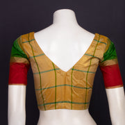  Honey Bronze Yellow Kanjivaram Soft Silk Blouse With Checks Designs  10076633