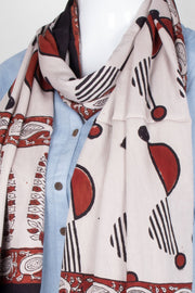 Cream Vanaspathi Modal Silk Cotton Stole 10075281