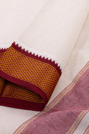 Tender White Kanchi Cotton 8 Mulam Dhoti With Gold Zari Border 10074115