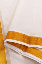 Paper White Kanchi Cotton 8 x 4 Dhoti With Gold Zari Border 10074117