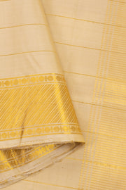 Sunkissed Beige Kanjivaram Silk 8 x 4 Stripes Dhoti With Gold Zari Border And With Shirt Material 10063277