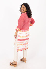 White Handcrafted Dhaniakhali Cotton Kurta 10073988