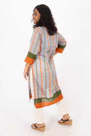 Grey Handcrafted Dhaniakhali Cotton Kurta 10073989