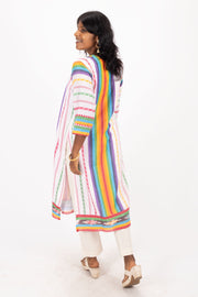 Multi Colour Handcrafted Dhaniakhali Cotton Kurta 10073992