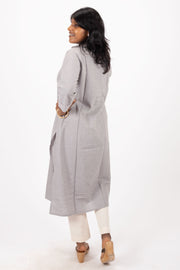 Grey Handcrafted Solid Style Oxford Cotton Kurta 10074337