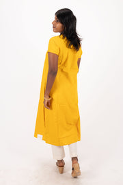 Yellow Handcrafted Solid Style Oxford Cotton Kurta 10074343