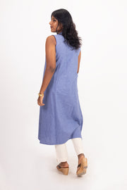 Blue Handcrafted Solid Style Cotton Kurta 10074345