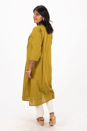 Green Handcrafted Stripes Kurtas 10074356
