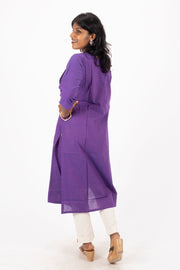 Purple Handcrafted Stripes Kurtas 10074358