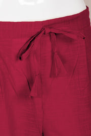 Red Solid Style Slub Cotton Pant 10075941