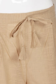 Beige Solid Style Cotton Pant 10062714 