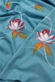 Blue Hand Painted 3-Piece Salwar Suit Material 10076022