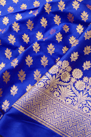 Blue Banarasi Silk 3 Piece Salwar Suit Material 10073036