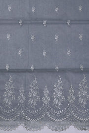 Grey Scallop Embroidered Organza Salwar Suit Material 10073041