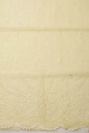 Cream Scallop Embroidered Organza Salwar Suit Material 10073044