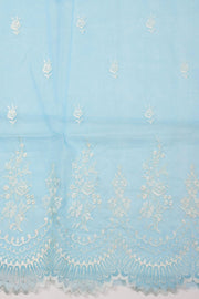 Blue Scallop Embroidered Organza Salwar Suit Material 10073045