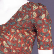 Maroon Hand Block Jahota Printed Cotton Blouse 10074988