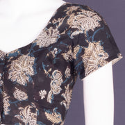 Black Hand Block Jahota Printed Cotton Blouse 10074989