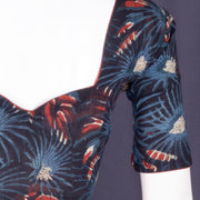 Blue Hand Block Jahota Printed Cotton Blouse 10074997