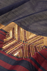 Russian Violet Negamam Cotton Saree with Aari Embroidered Blouse 10064123