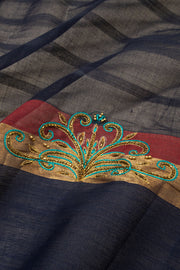 Steel Blue Negamam Cotton Saree - Avishya